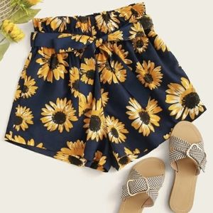 High Waisted Sunflower Shorts